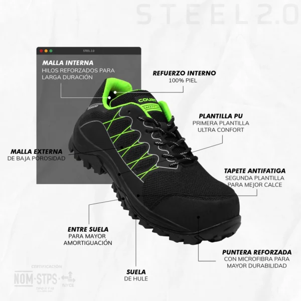 Calzado Industrial 200zcx Verde para Caballero - Imagen 6