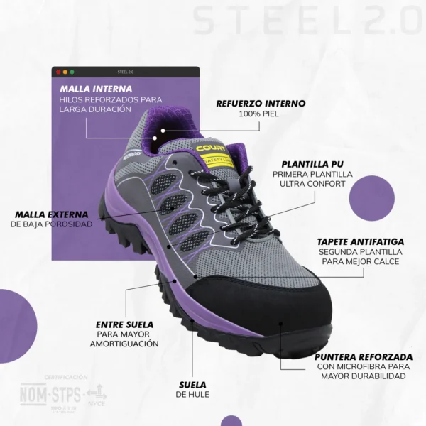 Calzado Industrial 200zcx Morado para Dama - Imagen 9